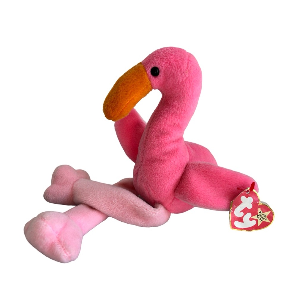 Vintage 1995 Ty Beanie Pinky Pink Flamingo Plush Toy